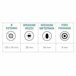 06033167 Ruote 4' cerchio in alluminio gomma nera