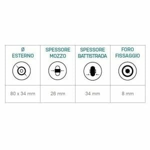 06033221 Ruota 3′ in fibra con cerchio nero gomma nera A