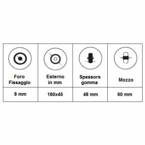 06069017 Ruota 180×45 Grigia con 6 raggi