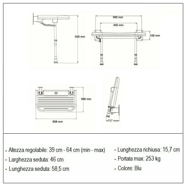 Sedile a parete Serie 4000 B04070P Allmobility d