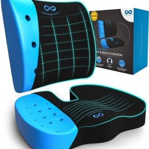 Set Cuscino Ortopedico Schiena E Cuscino Lombare Sedia, Cuscini Posturali in Gel Infuso (Nero)
